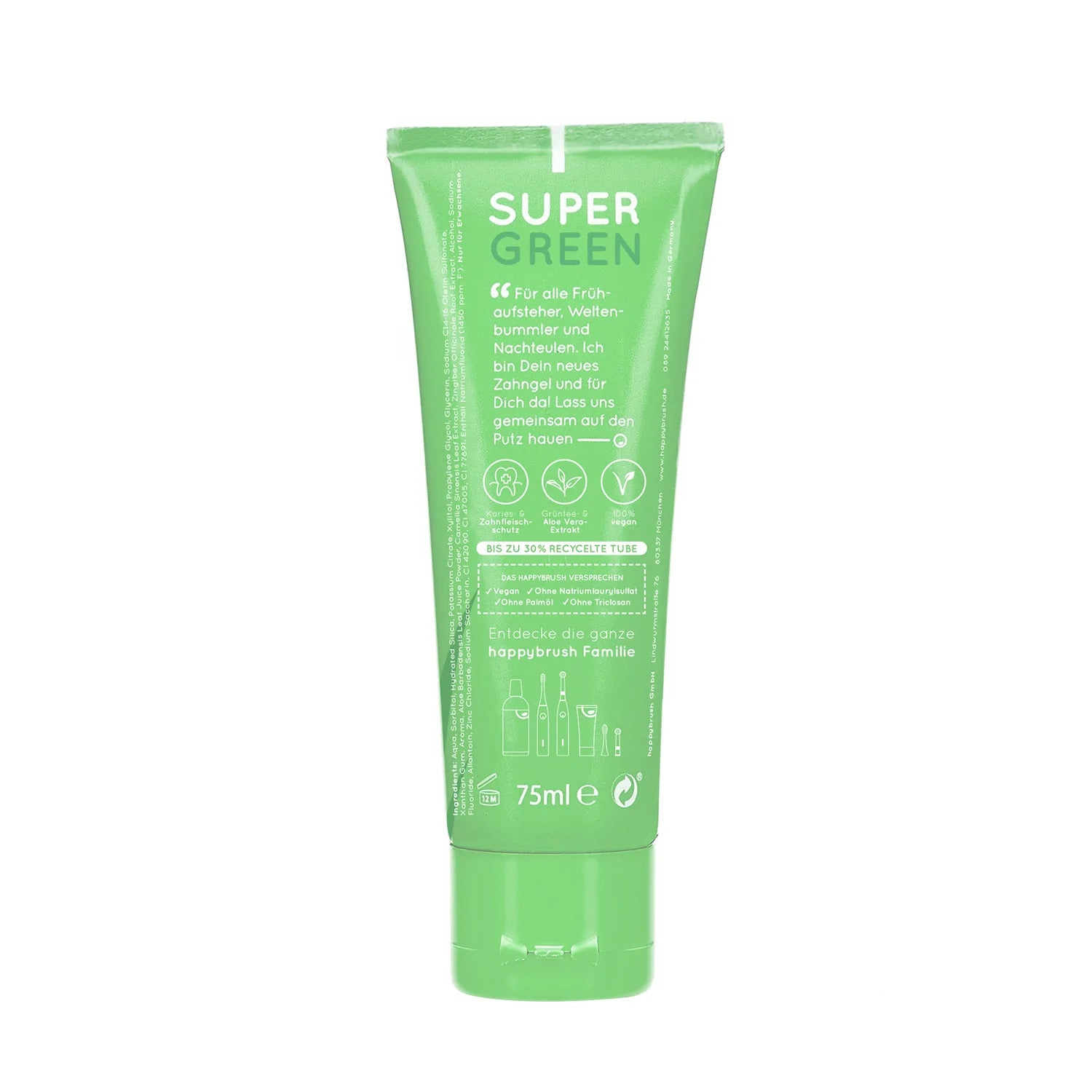 happybrush "SuperGreen" Zahnpasta 75 ml