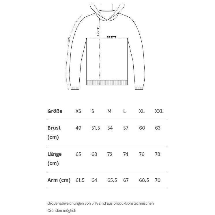 hey soho Hoodie Chasing the Sun Größentabelle