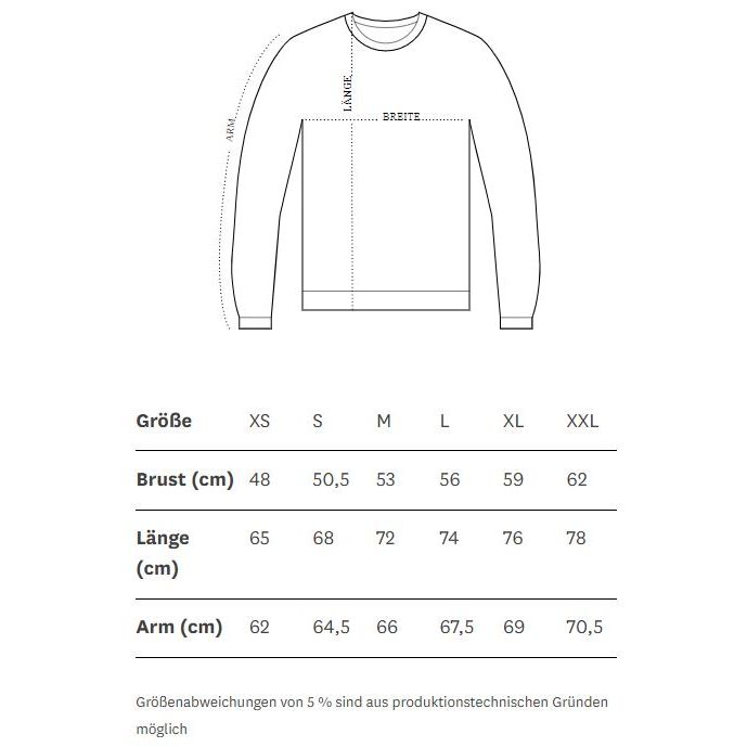 hey soho Sweater Crew schwarz Größentabelle