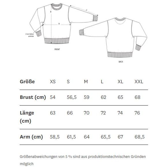 hey soho Sweater Focus on the good Größentabelle