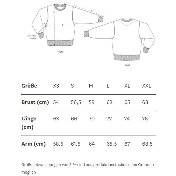 hey soho Sweater It's never too late Größentabelle