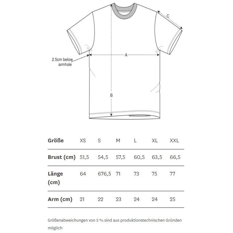 hey soho T-Shirt Love - Please, do not fall in Größentabelle