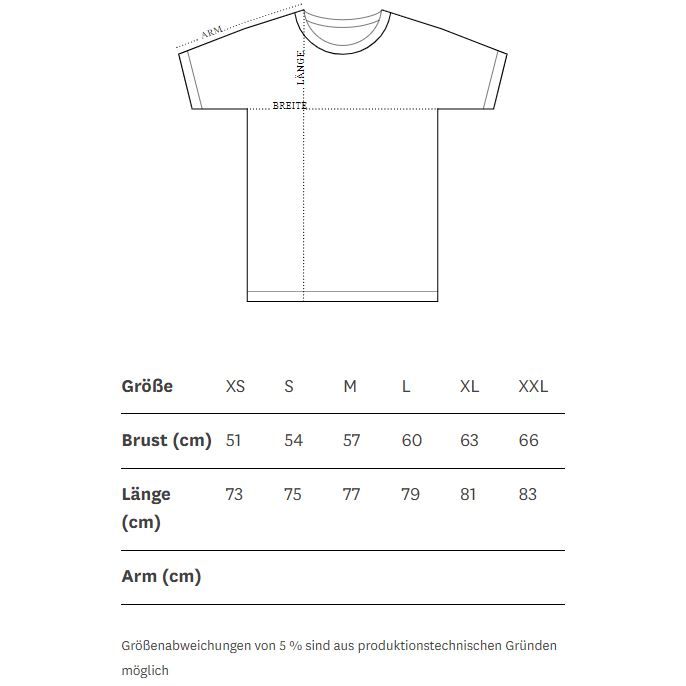 hey soho T-Shirt Love beats hate Größentabelle