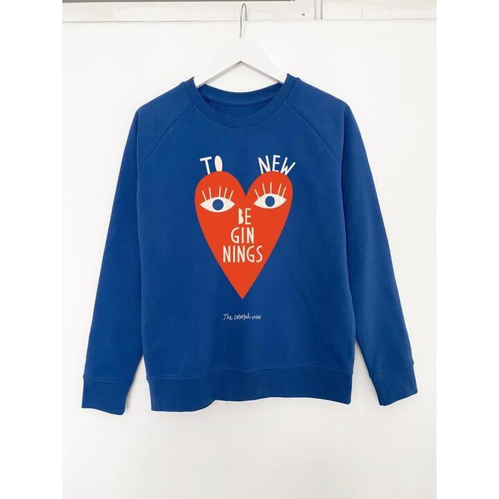 The colorful crew Sweater "To New Beginnings" L