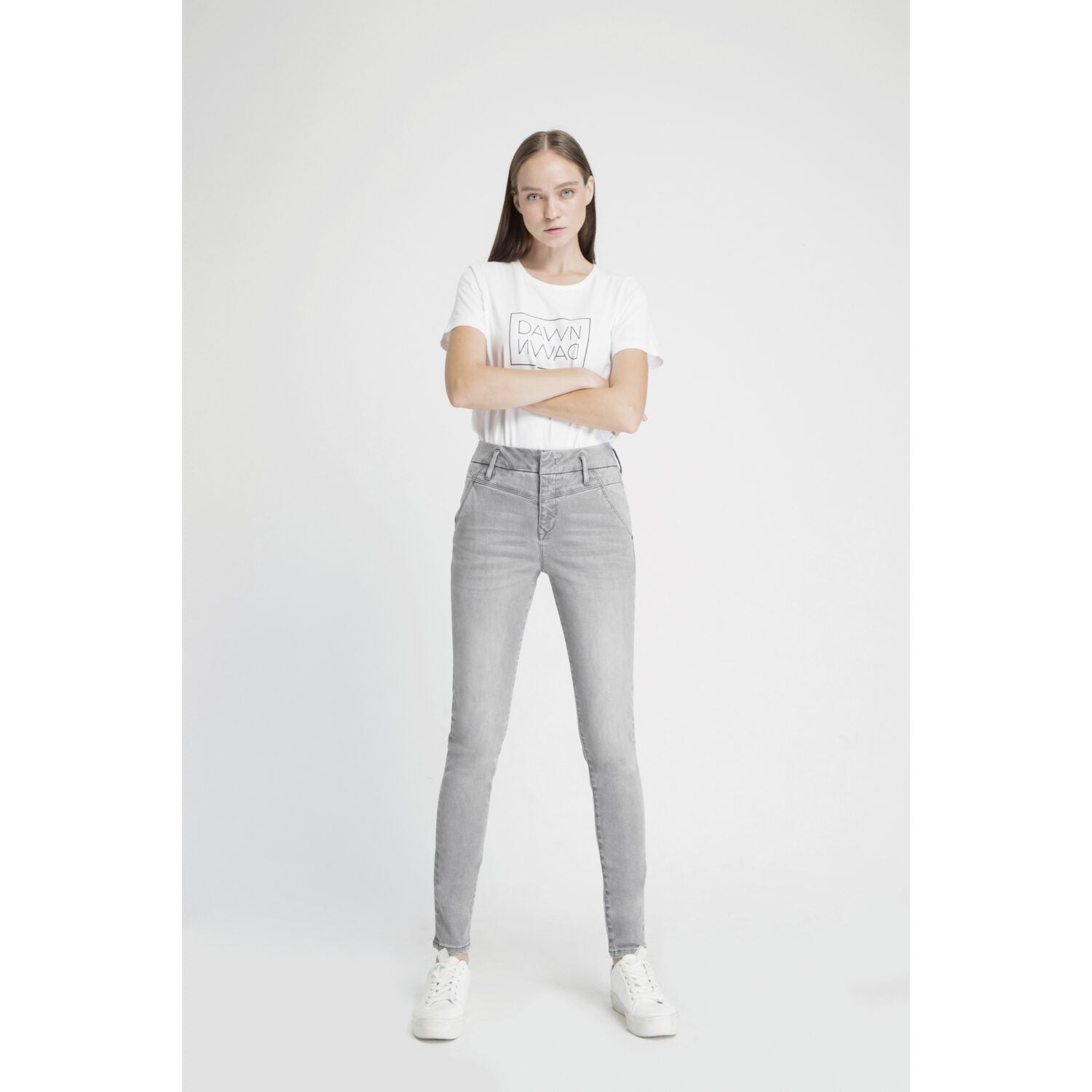 DAWN Denim "Art on broken pieces" SUN UP Skinny 25 Silver Denim