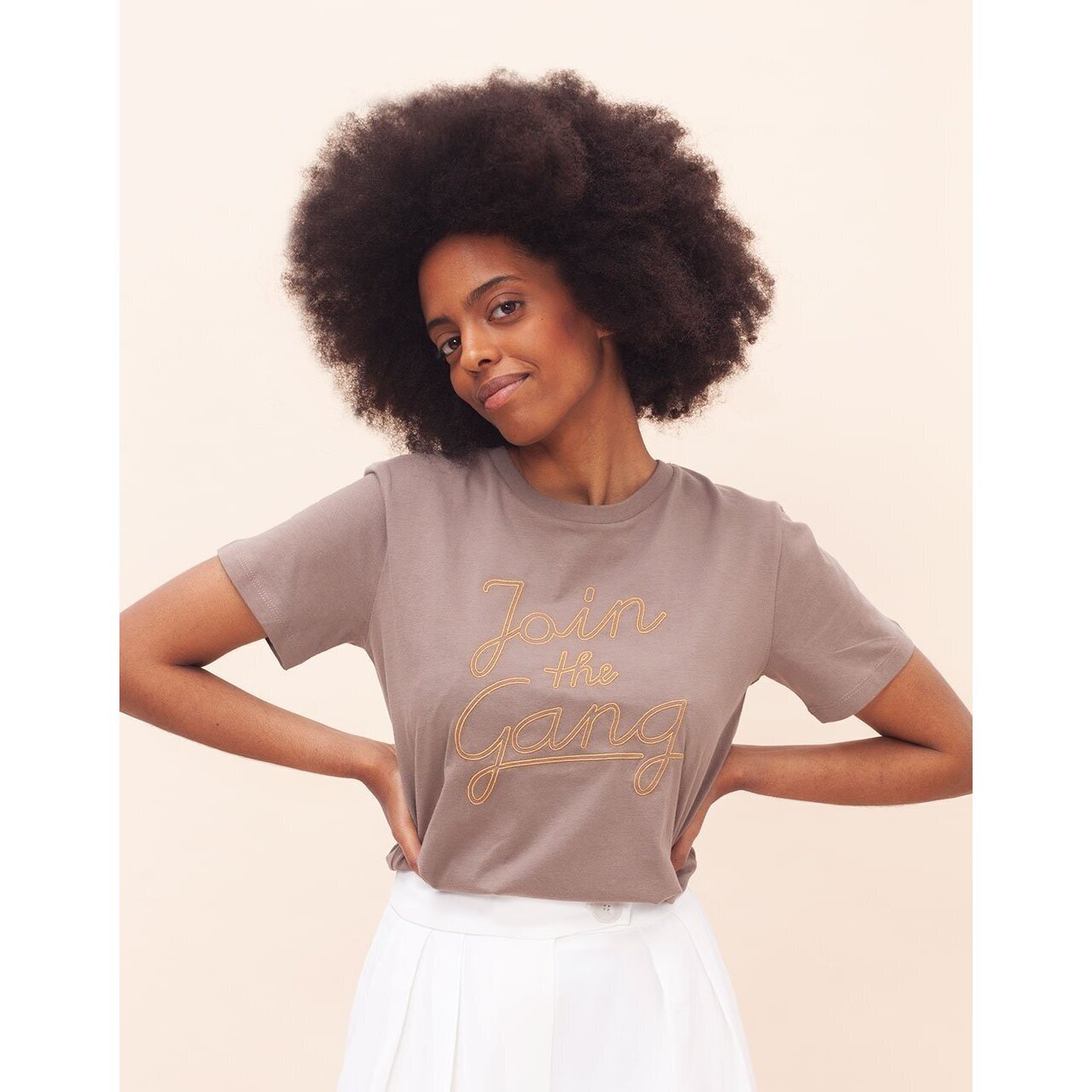 ADIEU CLICHÉ T-Shirt "Join The Gang" stitch walnut