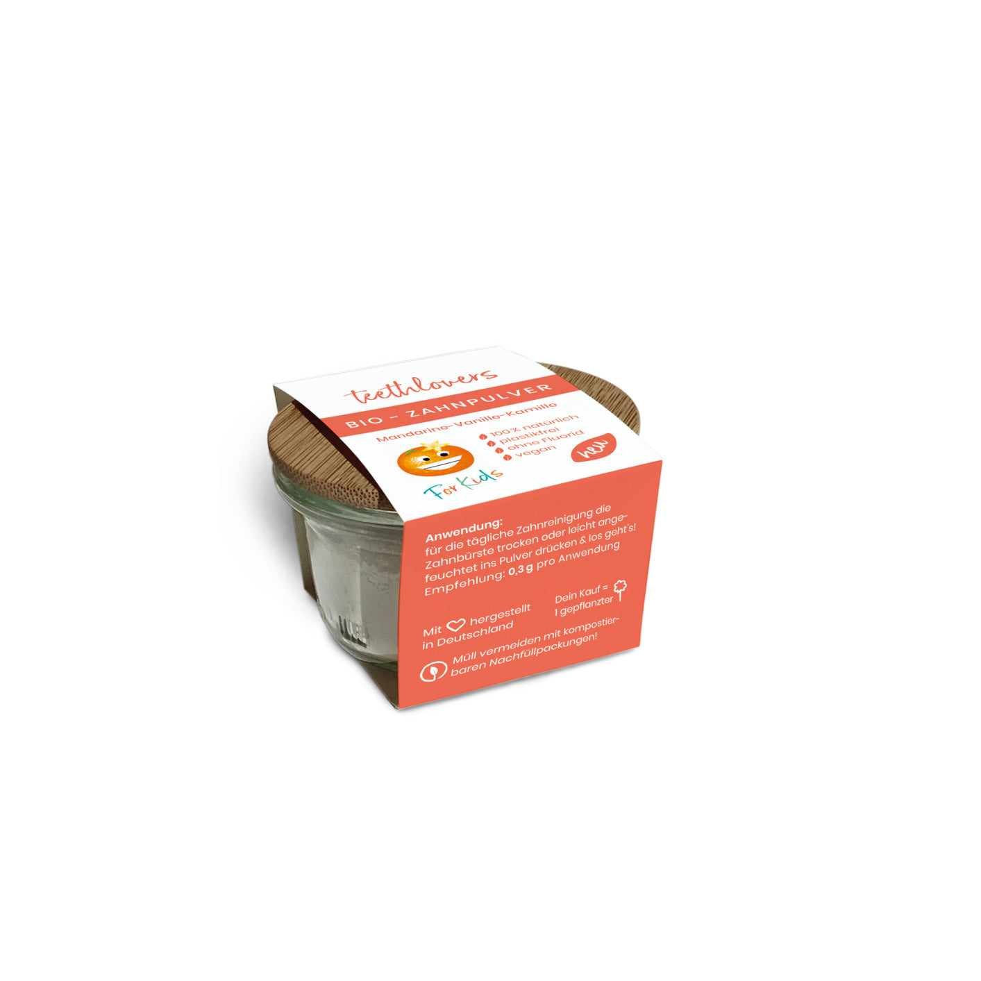 teethlovers Bio-Zahnpulver Mandarine-Vanille-Kamille