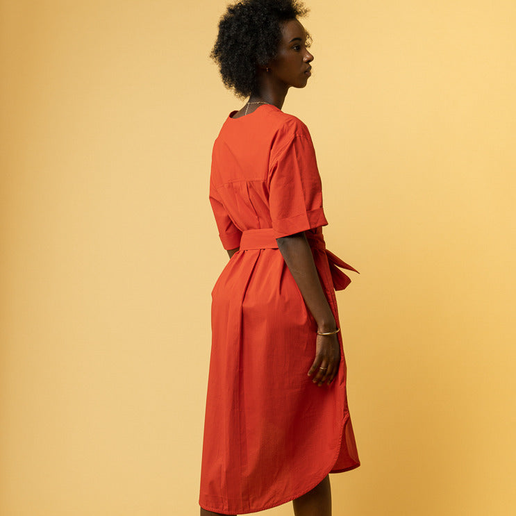 MELAWEAR Damen Midi-Blusenkleid KAREENA Tomato