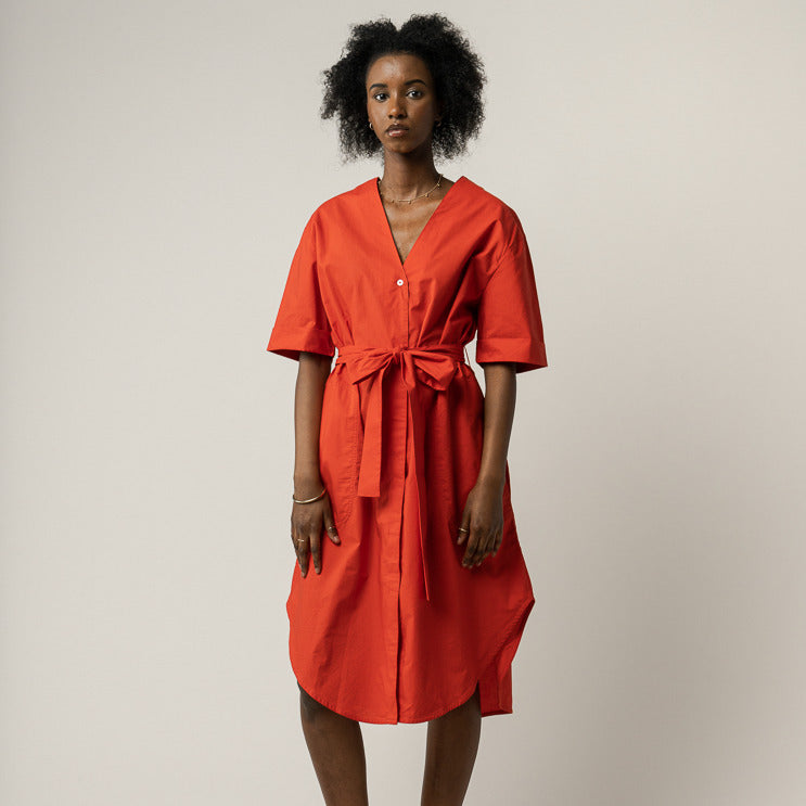 MELAWEAR Damen Midi-Blusenkleid KAREENA Tomato