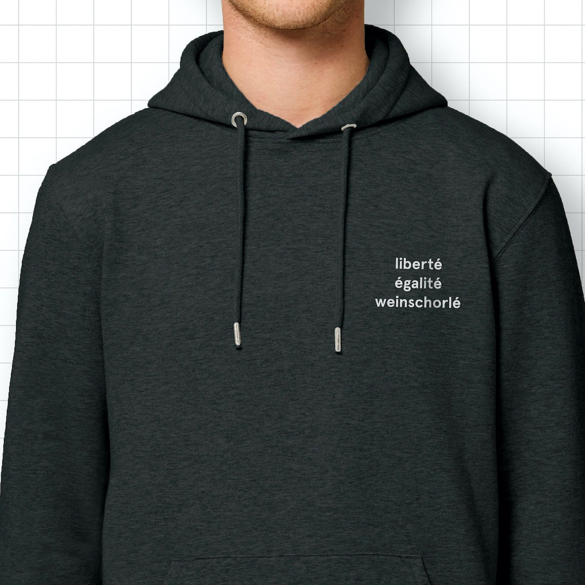Selekkt Unisex Kapuzensweater "liberté égalité weinschorlé" - dark heather grey