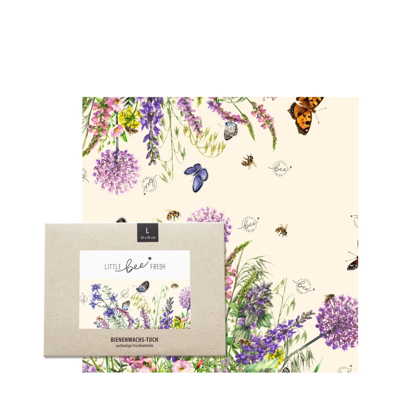 little bee fresh Bio-Bienenwachstuch Größe L Bunte Blumenwiese