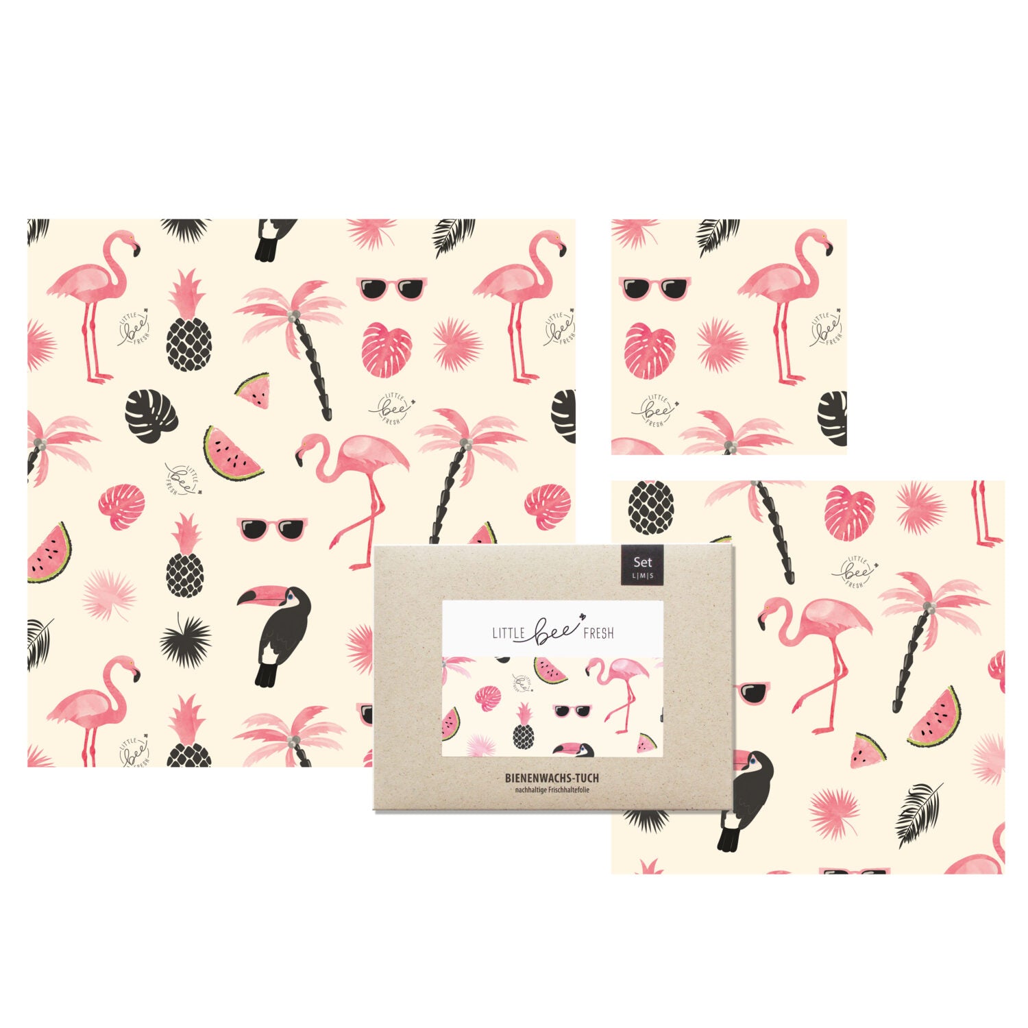 little bee fresh Bio-Bienenwachstuch "Starter-Set" Flamingo