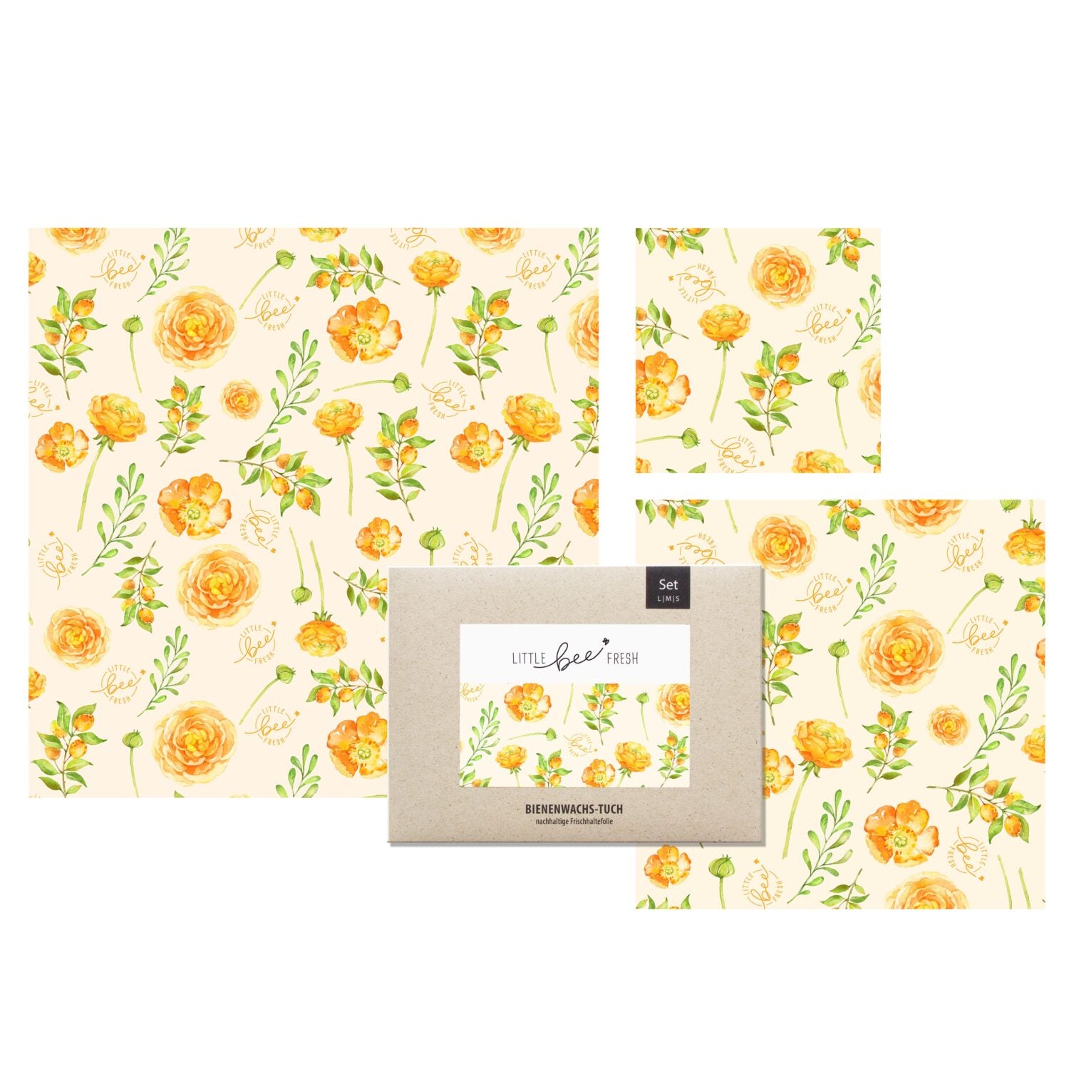 little bee fresh Bio-Bienenwachstuch "Starter-Set" Gelb