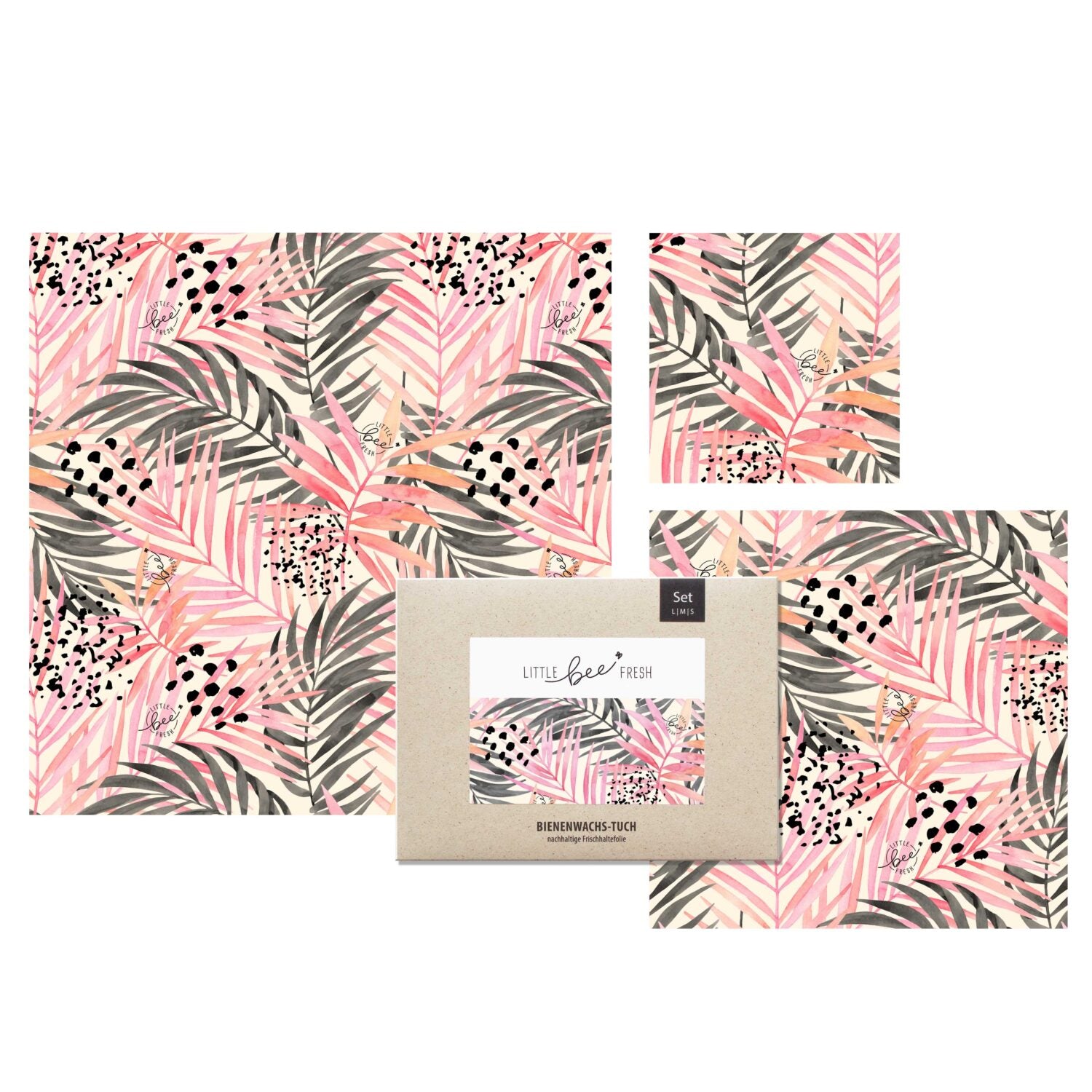 little bee fresh Bio-Bienenwachstuch "Starter-Set" Jungle Pink