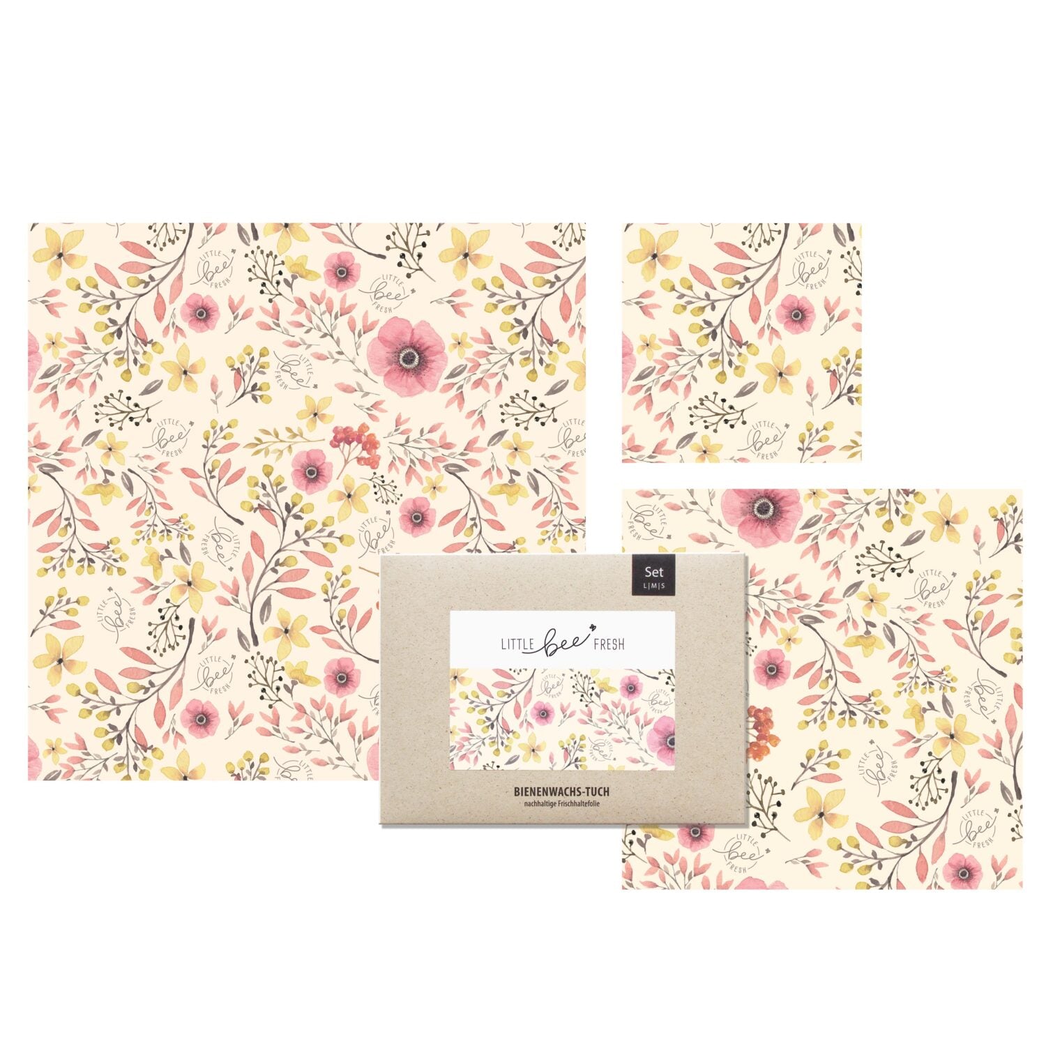 little bee fresh Bio-Bienenwachstuch "Starter-Set" Rosa