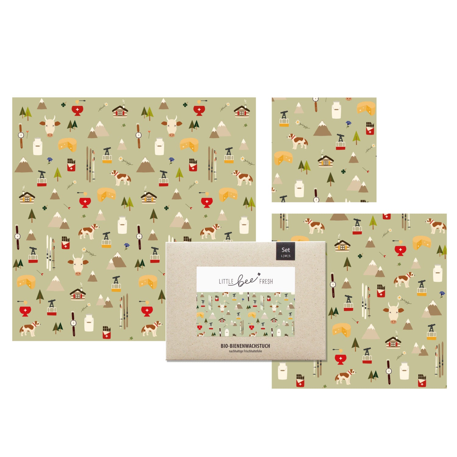 littllittle bee fresh Bio-Bienenwachstuch Starter-Set Schweize bee fresh Bio-Bienenwachstuch Starter-Set Schweiz
