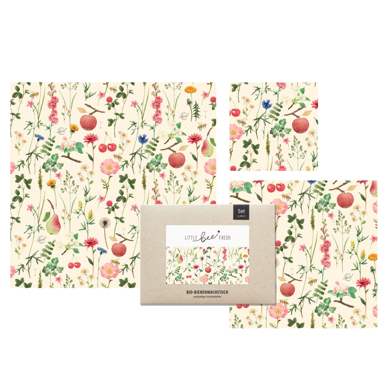 little bee fresh Bio-Bienenwachstuch "Starter-Set" Streuobstwiese