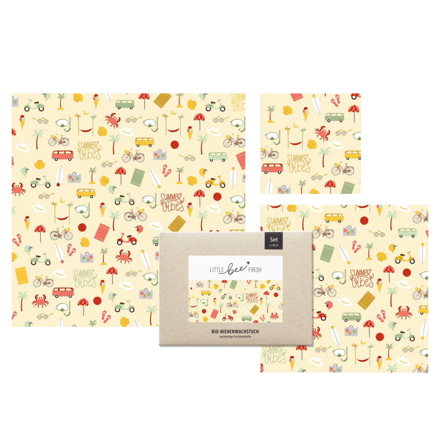 little bee fresh Bio-Bienenwachstuch "Starter-Set" Summervibes