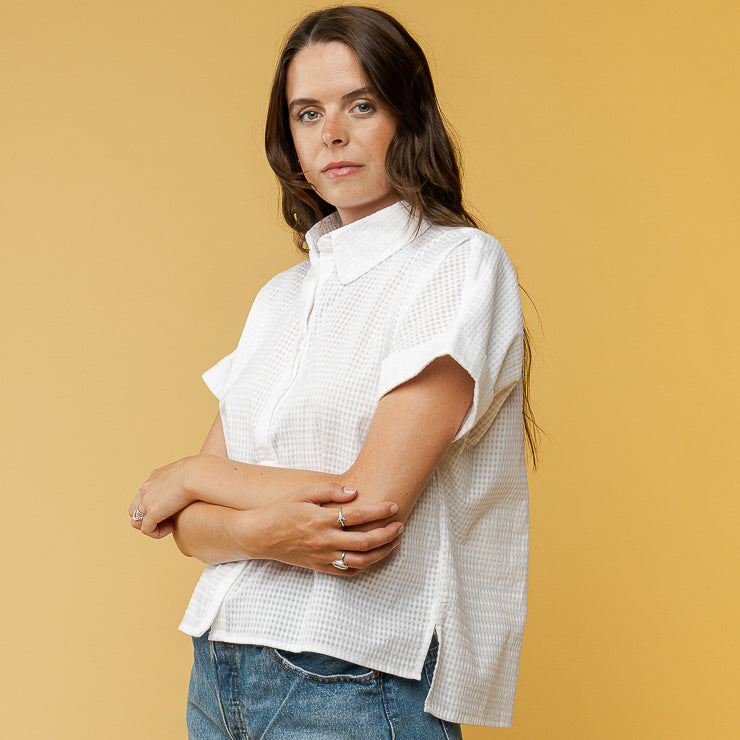 MELAWEAR Damen Bluse "NILAY" Sheer Grid