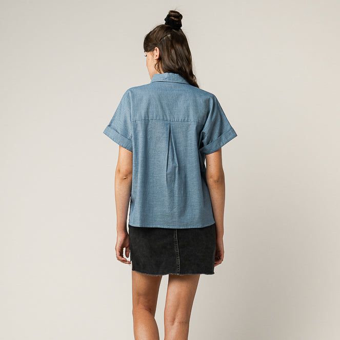 MELAWEAR Bluse Nilay Blue Chambray