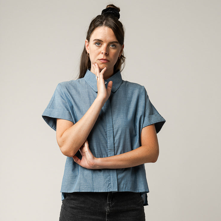 MELAWEAR Bluse Nilay Blue Chambray