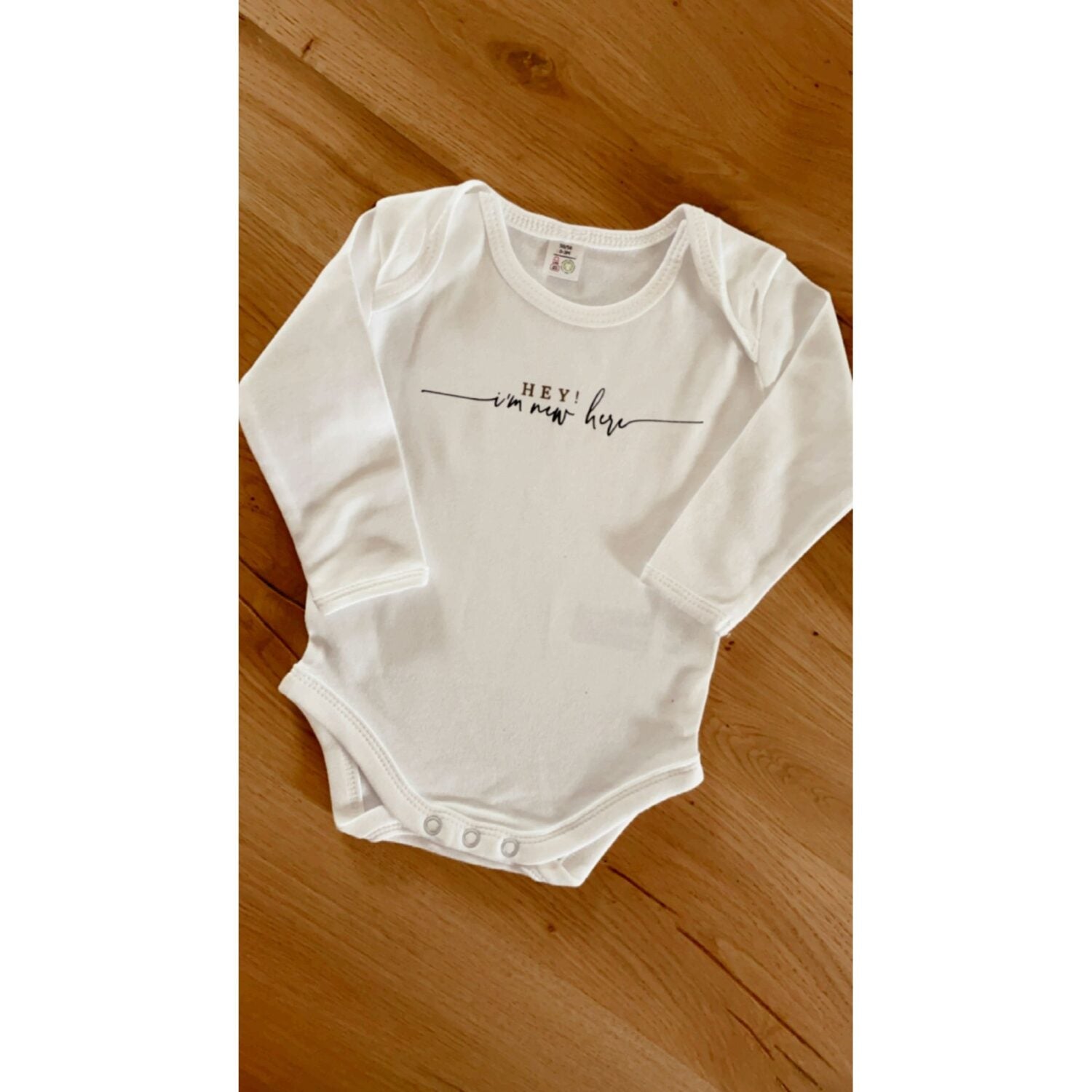 miniliebe Langarm Babybody "Hey! I'm new here"