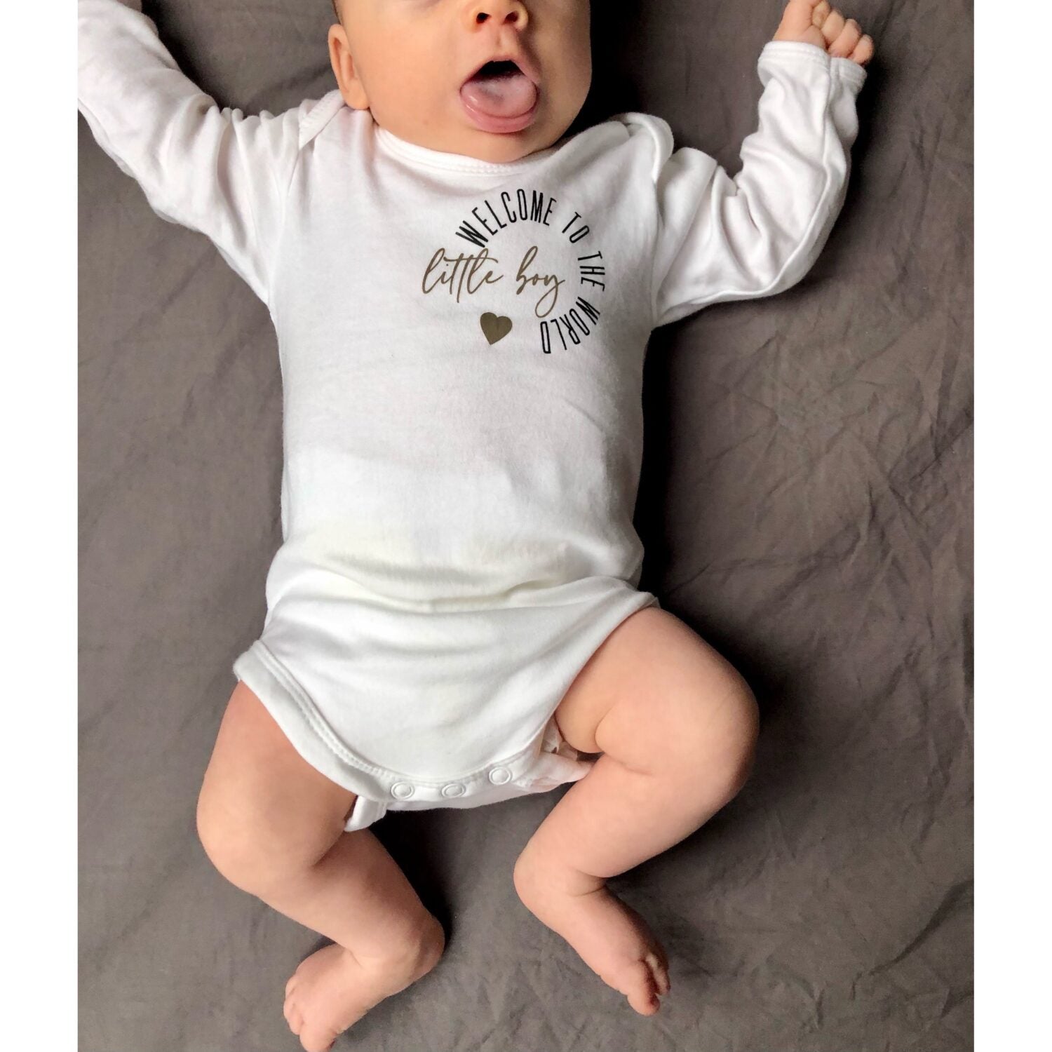 miniliebe Langarm Babybody "Welcome little Boy" - Dritte Wahl