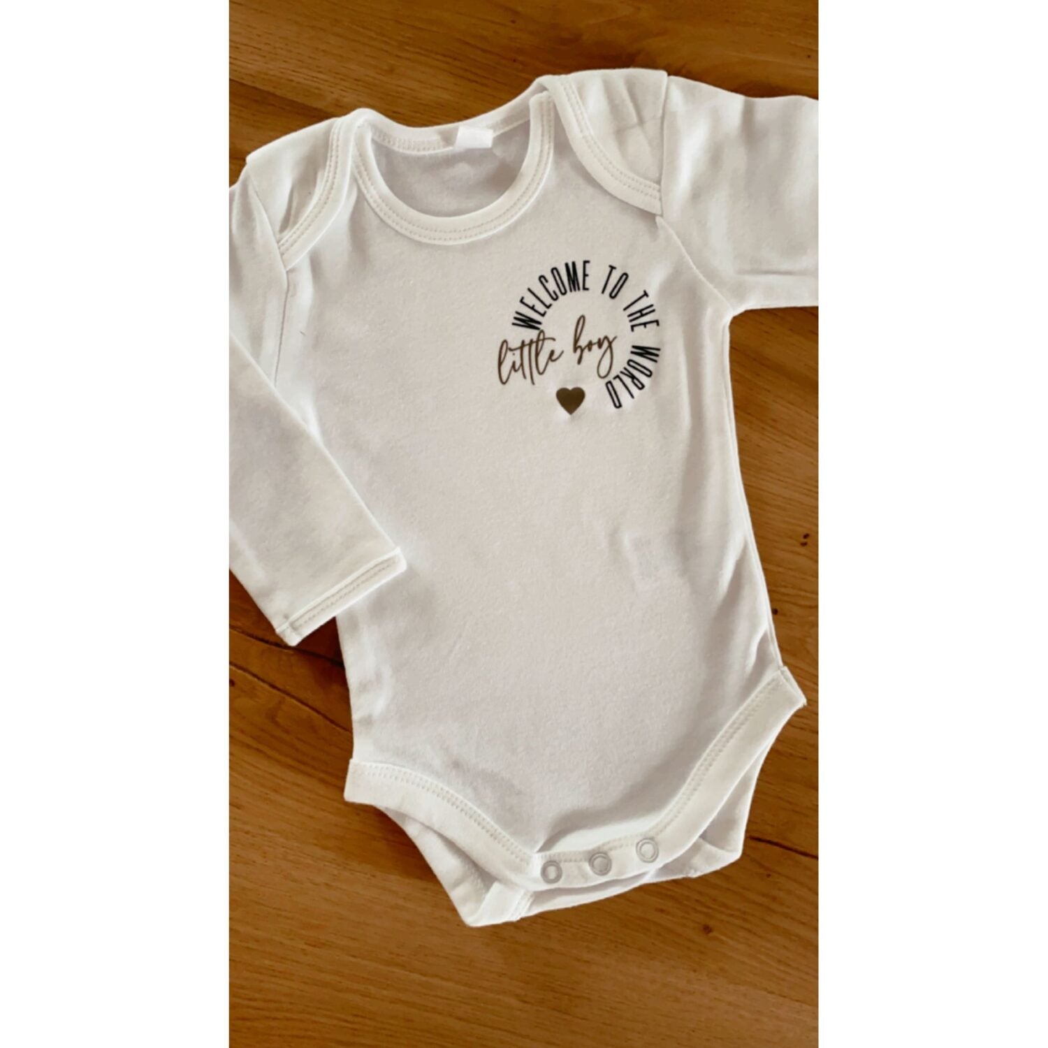 miniliebe Langarm Babybody "Welcome little Boy" - Dritte Wahl