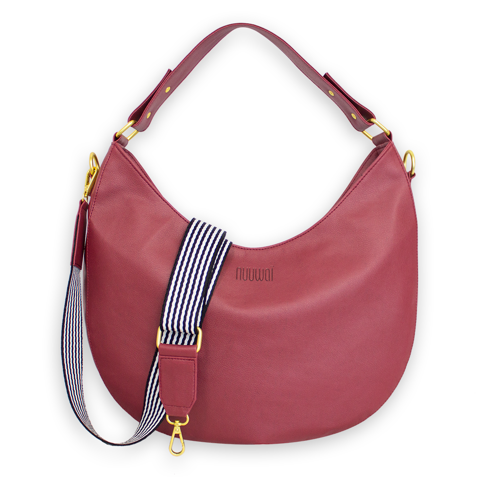 nuuwai Vegane Tasche "Vegan Hobo Bag" Red Berry
