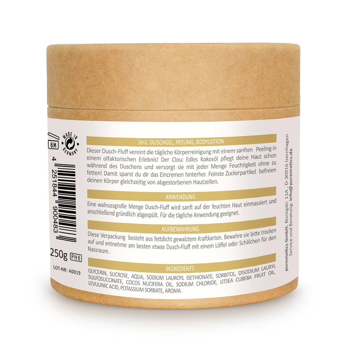 puremetics 3in1 Dusch-Fluff "Vanillekipferl" 250 g