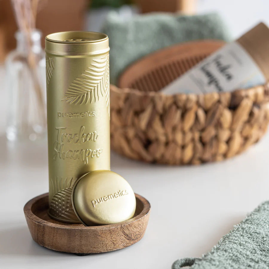puremetics Trockenshampoo Streuer Weißblech Matt-Gold_3
