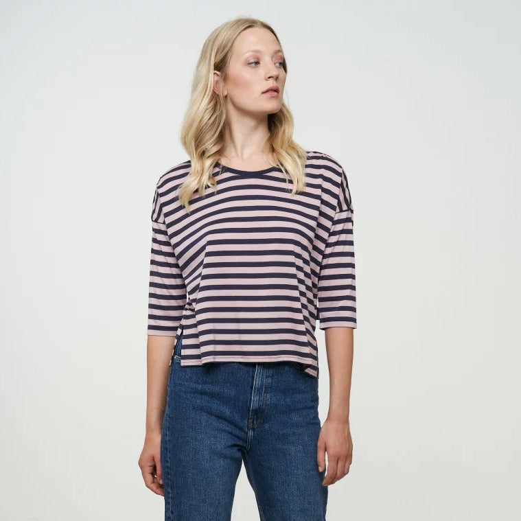 recolution Damen Longsleeve "CHAMOMILE" - Dark Navy - Nude Rose