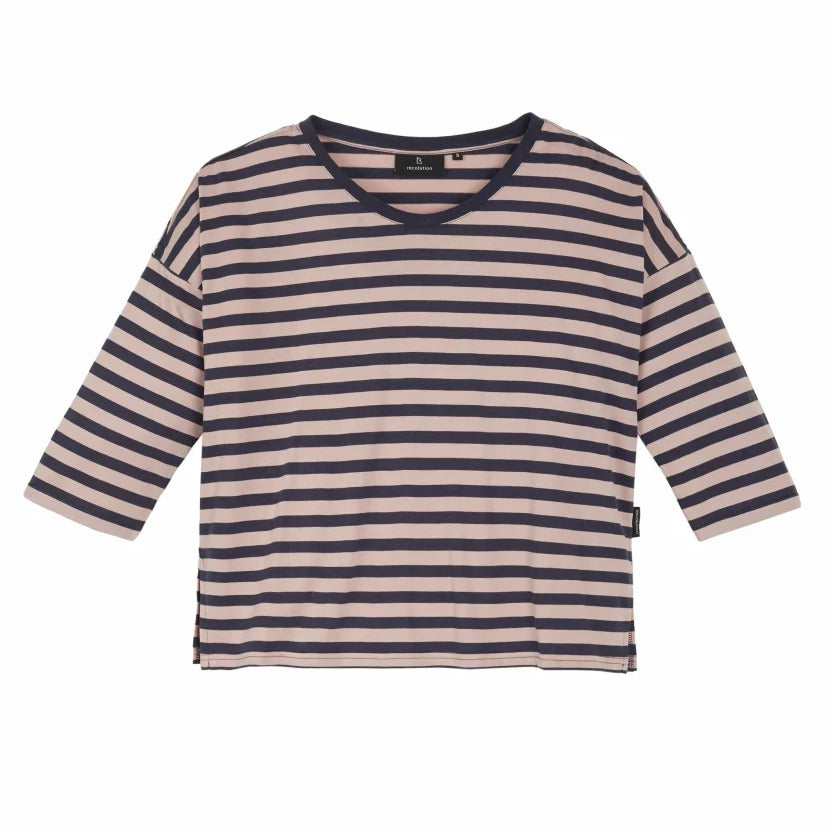 recolution Damen Longsleeve "CHAMOMILE" - Dark Navy - Nude Rose