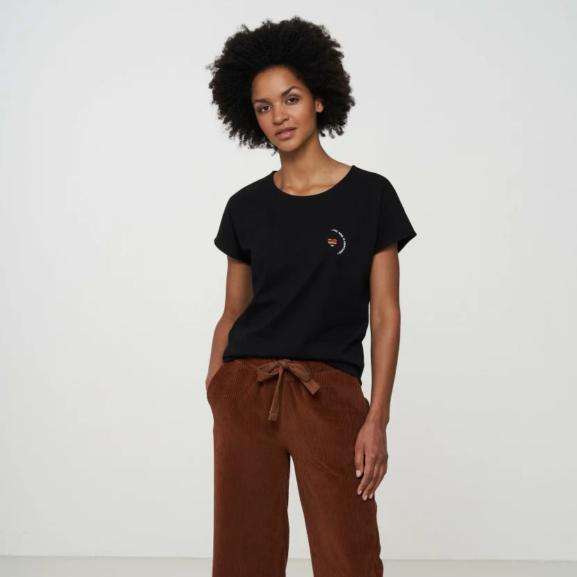 recolution Damen T-Shirt "ALOCASIA #MIND Print" - Black Shirts & Tops