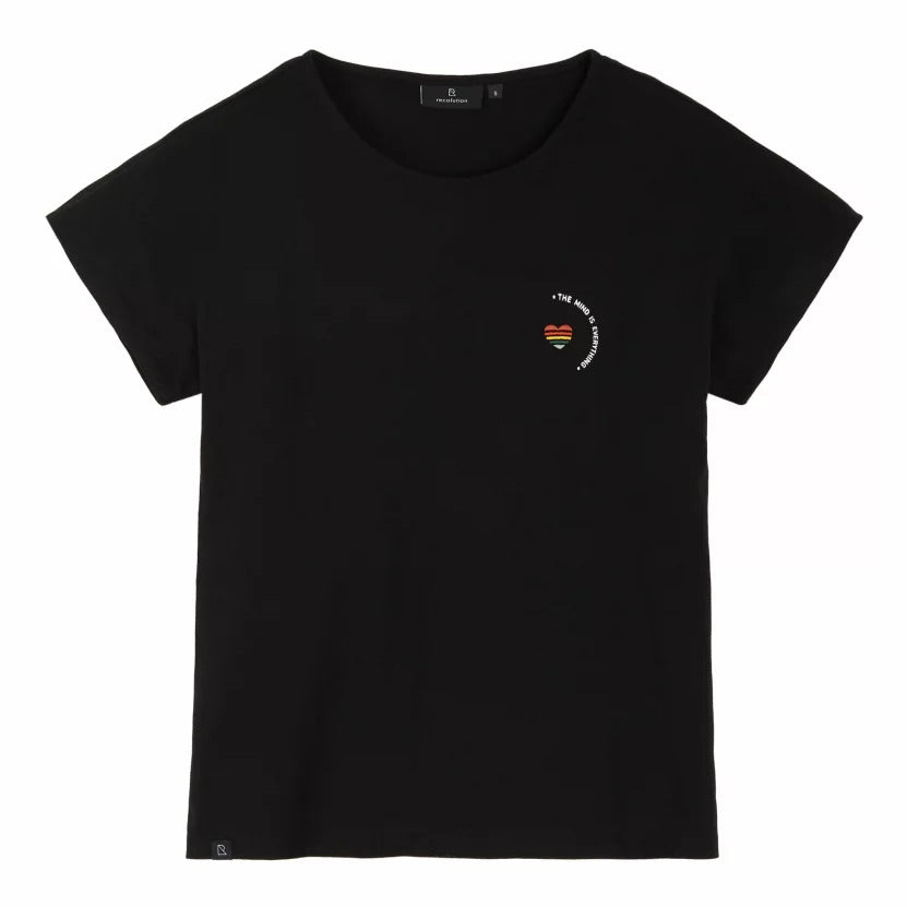 recolution Damen T-Shirt "ALOCASIA #MIND Print" - Black Shirts & Tops