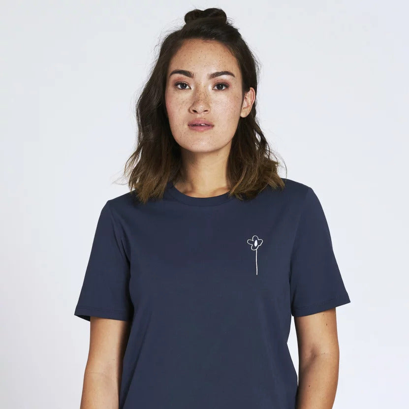 recolution Damen T-Shirt "FLOWER" - Navy