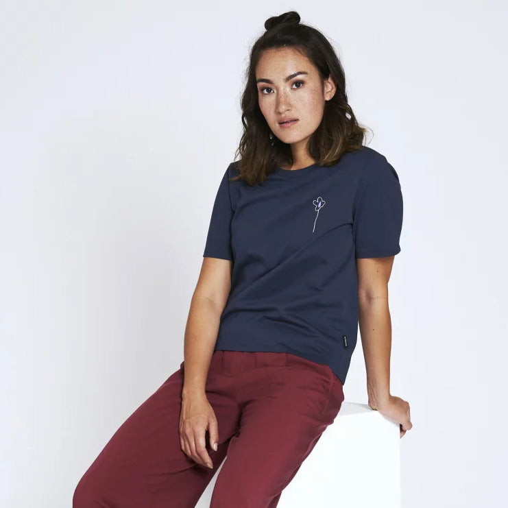 recolution Damen T-Shirt "FLOWER" - Navy