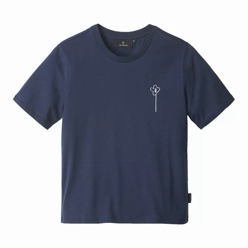 recolution Damen T-Shirt "FLOWER" - Navy