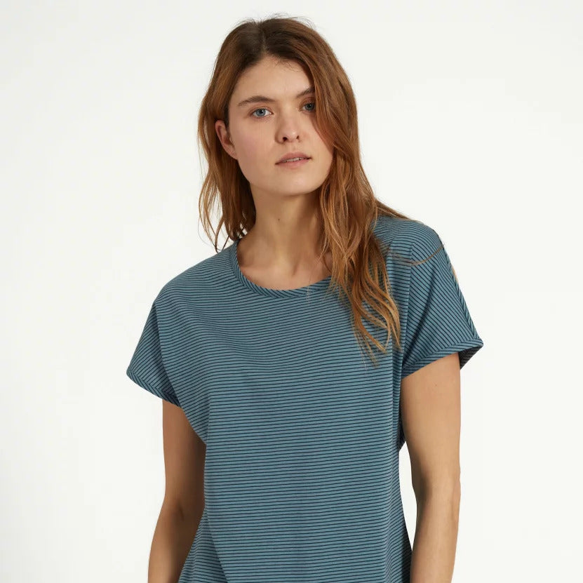 recolution Damen T-Shirt "MUSELLA" - Lake Green-Navy