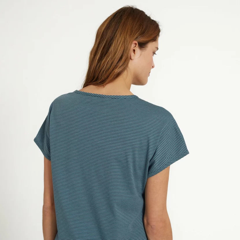recolution Damen T-Shirt "MUSELLA" - Lake Green-Navy