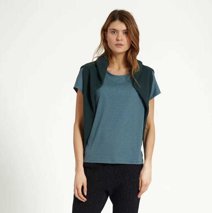 recolution Damen T-Shirt "MUSELLA" - Lake Green-Navy