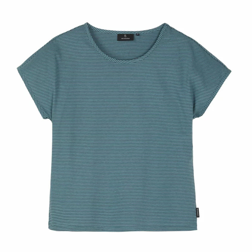 recolution Damen T-Shirt "MUSELLA" - Lake Green-Navy