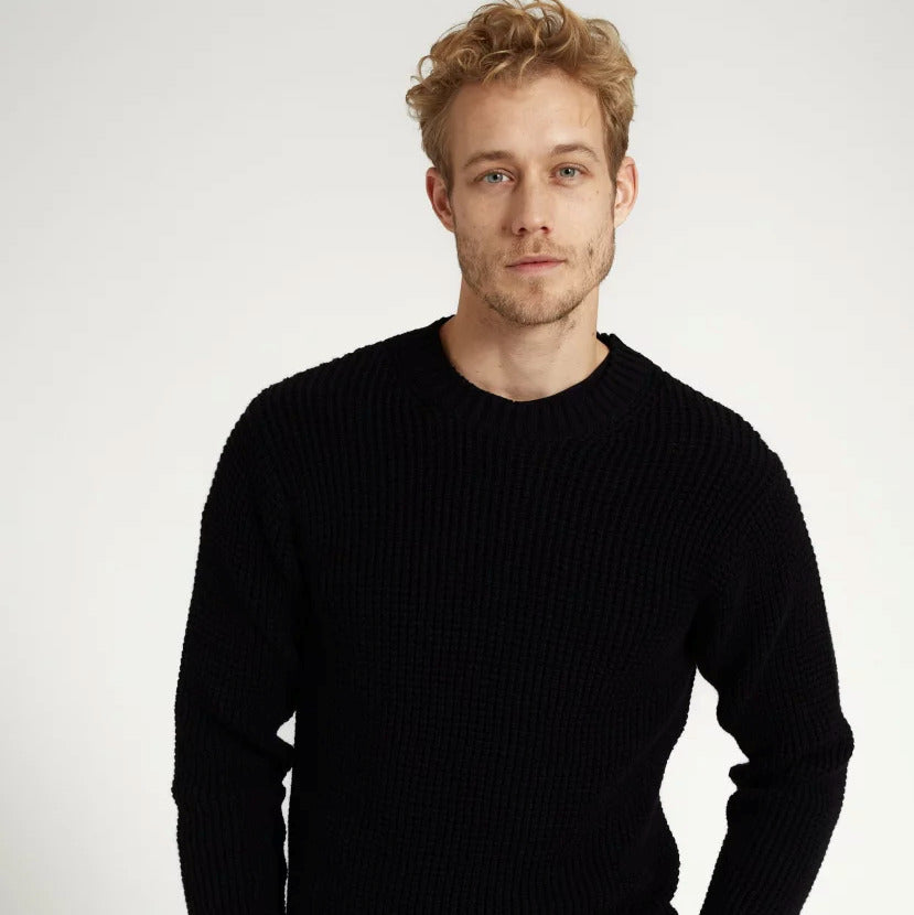 recolution-herren-strickpullover-crewneck-saffron-schwarz