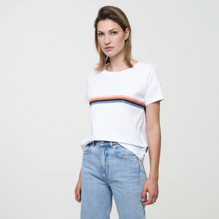 recolution T-Shirt "CHERRY CHEST STRIPES" - White