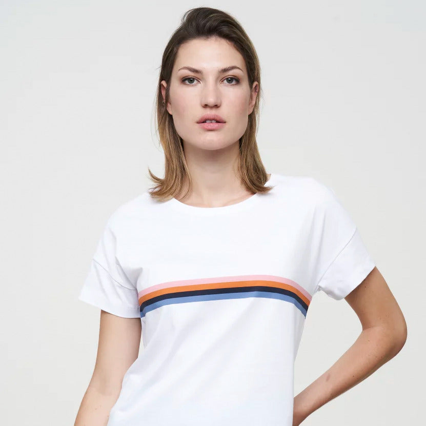 recolution T-Shirt "CHERRY CHEST STRIPES" - White