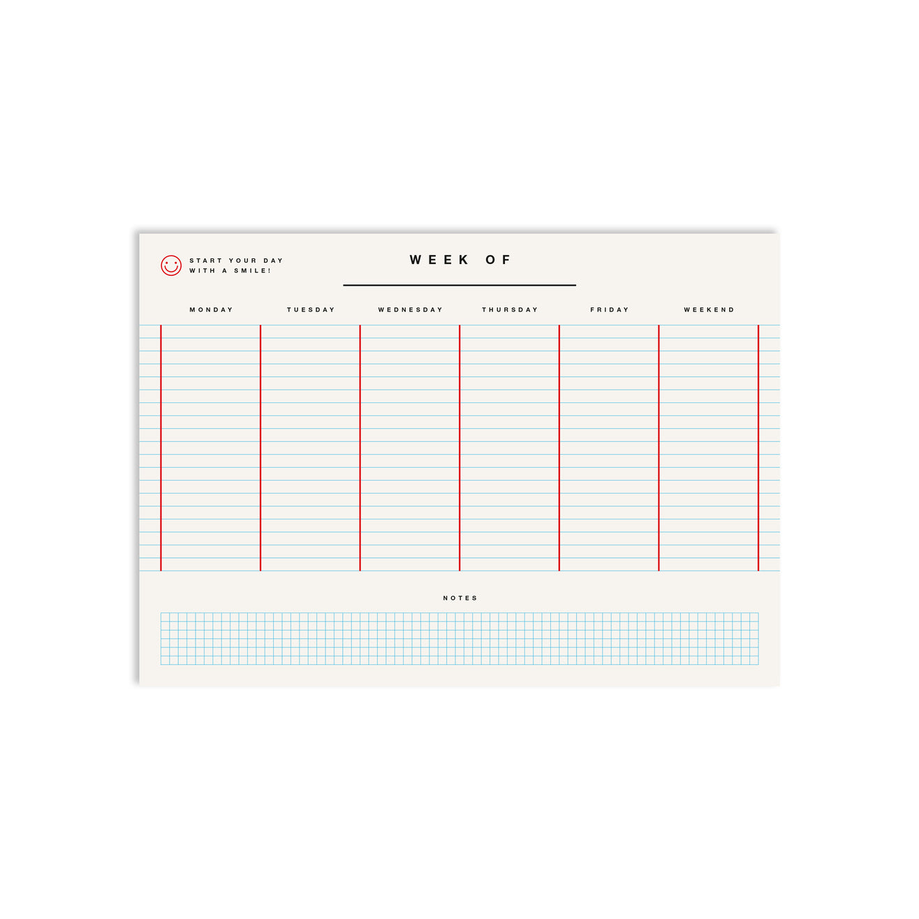 redfries Wochenplaner week white