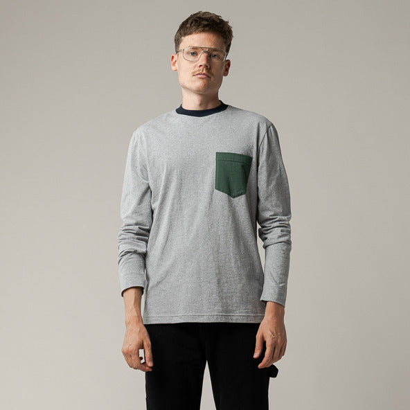 MELAWEAR Herren Langarmshirt "SANJAY" - Dritte Wahl Grau melange bottle green navy