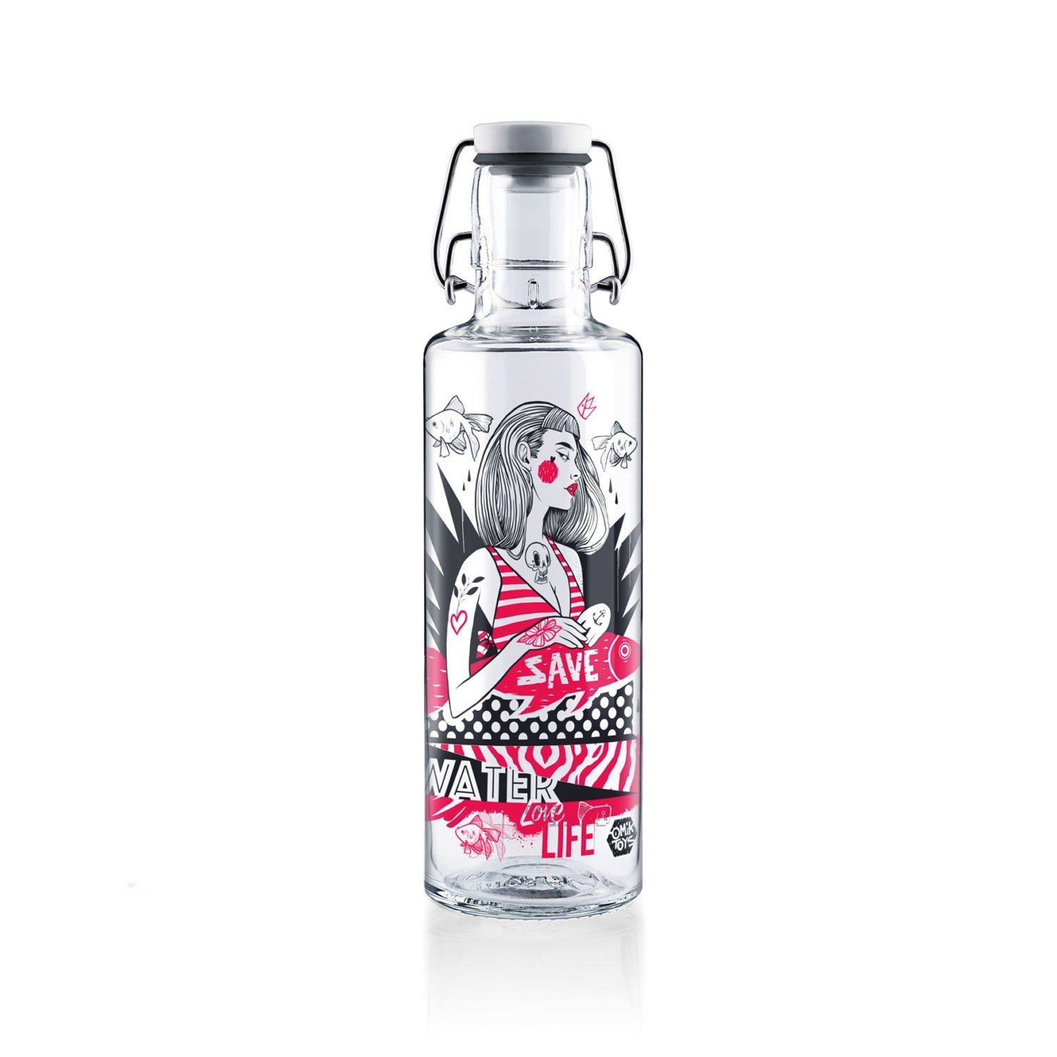 soulbottles 0,6l Glastrinkflasche "Save water, love life"
