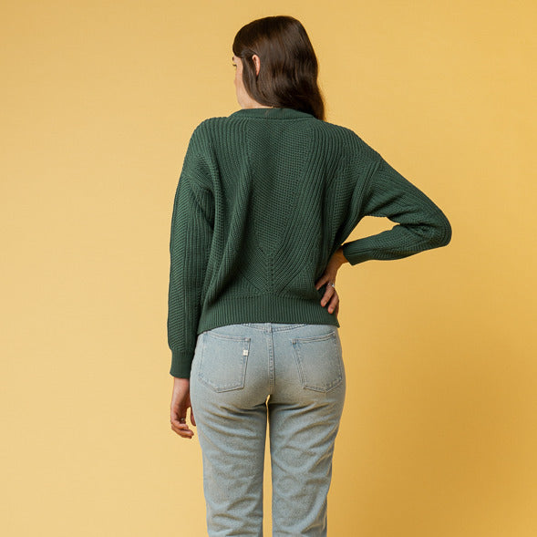 MELAWEAR Damen Strickpullover SEEMA Bottle Green