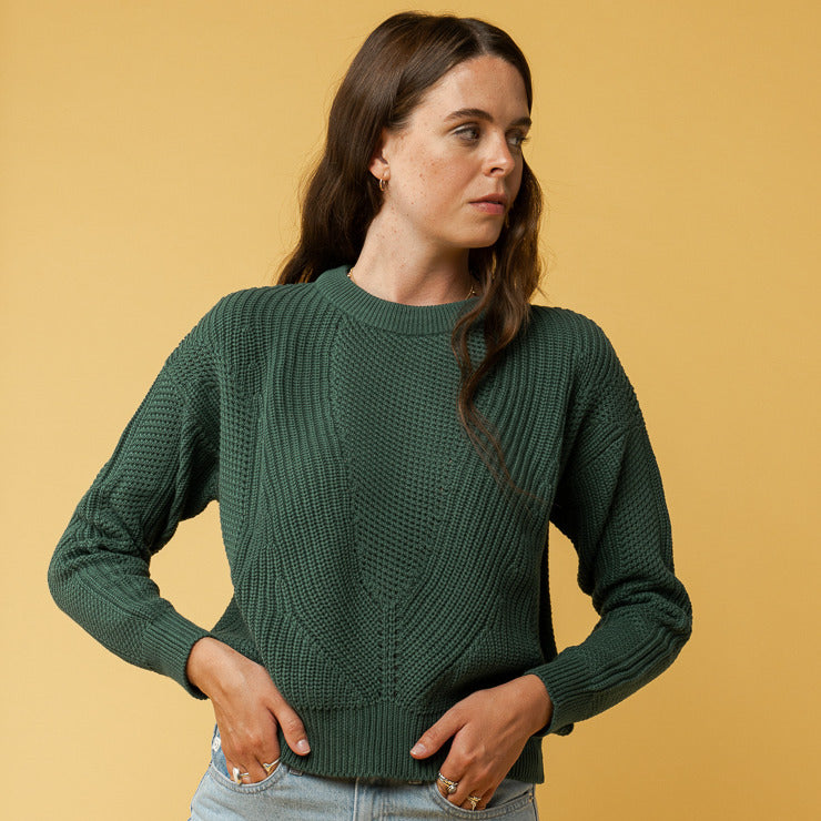 MELAWEAR Damen Strickpullover SEEMA Bottle Green